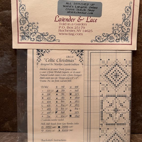 Lavender & Lace CELTIC CHRISTMAS Cross Stitch CHART PATTERN Victorian Candles - Picture 2 of 3